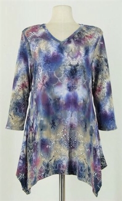 3/4 sleeve 2 point top - orchid dream - polyester/spandex