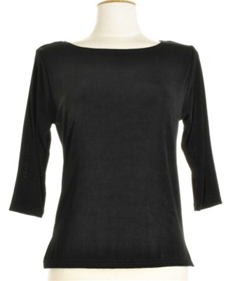 3/4 sleeve top - black - acetate/spandex