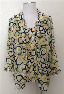 2 piece tank top & blouse - lime print