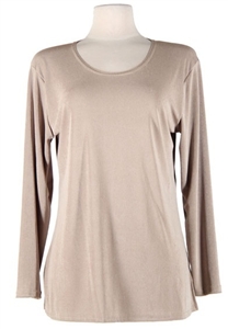 Long sleeve top - taupe - polyester/spandex