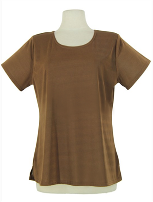 Short sleeve top - brown - polyester/spandex