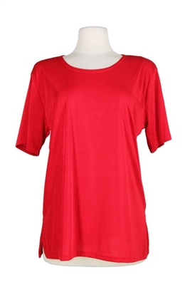 Short sleeve top - red - polyester/spandex