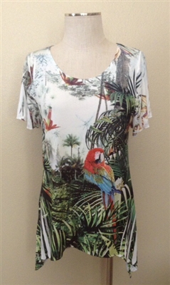 Short sleeve 2 point top - parrot - polyester/spandex