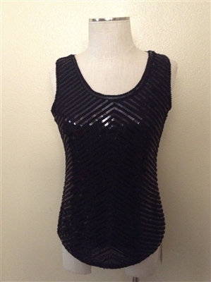 Tank top with sequins - black