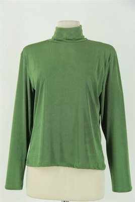 Long sleeve turtle neck top - olive - polyester/spandex