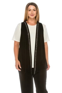 Vest with rhinestones - black - acetate/spandex