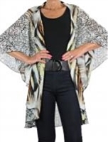 Chiffon vest - camel mixed animal print - polyester