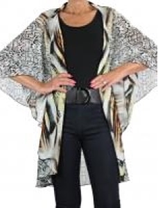 Chiffon vest - camel mixed animal print - polyester