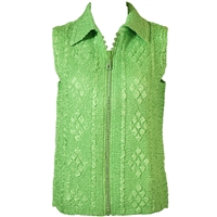Crinkly vest with rhinestone zipper - green apple