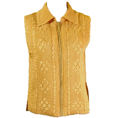 Crinkly vest with rhinestone zipper - gold