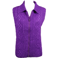 Crinkly vest with rhinestone zipper - purple