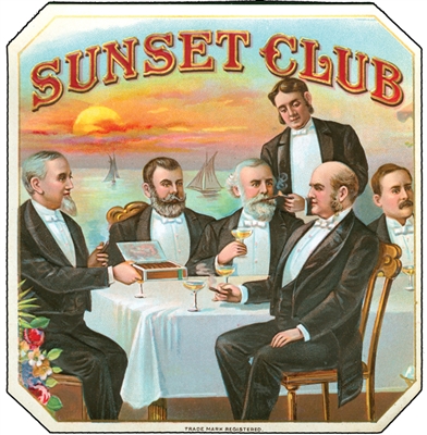 sunset club cigar box label