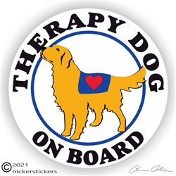 Golden Retriever Therapy Dog Sticker or Static Cling