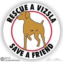 Rescue Vizsla Dog Car Truck RV Vinyl Decal Sticker Static Cling