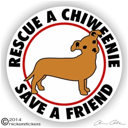 Rescue a Chiweenie Dog Vinyl iPad Car Truck RV Window Decal Sticker Static Cling