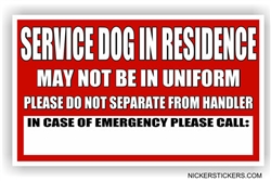 Custom Service Dog in Residence In Case of Emergency Dog Door Decal sticker