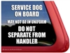 Service Dog on Board Car Truck RV Window Decal Sticker