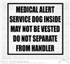 Medical Alert Service Dog Inside Car Truck RV Window Decal Sticker