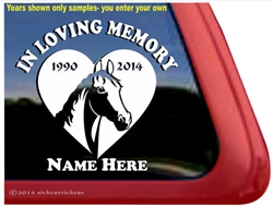 Custom Memorial Horse Heart Love Head Car Truck RV Window iPad Trailer Decal Sticker