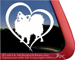 Pom Love Heart Pomeranian Dog Car Truck RV Window Decal Sticker