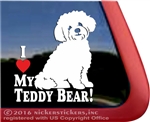 I Love My Teddy Bear Dog Car Truck RV Window Decal Sticker