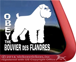 Obey the Bouvier des Flandres Dog Car Truck RV Window Decal Sticker