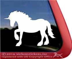 Unicorn Draft Horse Trailer Window Decal