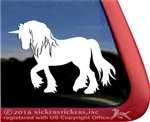 Unicorn Draft Horse Trailer Window Decal