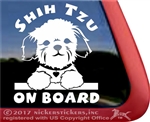 Shih Tzu On Board Dog Car Truck RV Window Decal Stickers