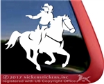 Mounted Cowboy Shooting Horse Trailer Window Decal