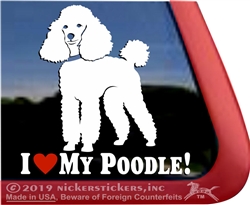 Love My Miniature Standard Poodle Dog iPad Car Truck Window Decal Sticker