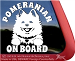 Pomeranian On Board Dog Car Truck RV Window Decal Sticker