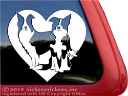 Custom Pair of Border Collies Dog Heart Love Car Truck RV Window Decal Sticker