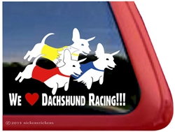 Racing Dachshund Dog Window Decal