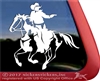 Mounted Cowboy Shooting Paint Horse Trailer Window Decal