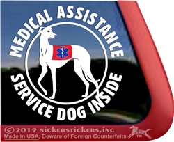Greyhound Service Dog iPad Car Truck RV Window Decal Sticker