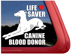 Life Saver Canine Blood Donor Greyhound Dog iPad Car Truck RV Window Decal Sticker