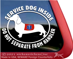 Service Dog Dachshund  Car Truck RV Window Decal Sticker