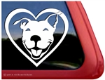 Smiling Pit Bull Terrier Heart Love Dog Car Truck iPad RV Window Decal Sticker