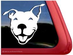 Custom Smiling Pit Bull Dog Head APBT iPad Car Truck RV Window Decal Sticker