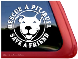 Smiling Pit Bull Rescue Terrier Love Dog Car Truck iPad RV Window Decal Sticker
