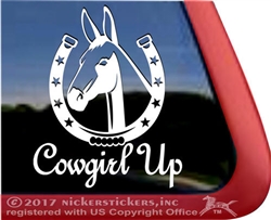 Cowgirl Up Mule Equestrian Car Truck RV Trailer Window Decal