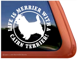 Life is Merrier Cairn Terrier Dog iPad Car Truck Window Decal Sticker