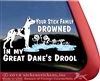 Harlequin Great Dane Drowned in Drool Stick Family Window Decal