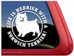 Life is Merrier with a Norwich Terrier Dog iPad Car Truck RV Window Decal Sticker