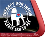 Therapy Dog Pit Bull Car Truck RV Window Decal Sticker