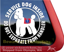 Poodle Service Dog on Board Car Truck RV iPad Window Decal Sticker