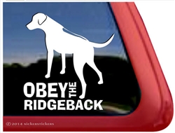 Obey the Rhodesian Ridgeback Dog iPad Car Truck RV Window Decal Sticker