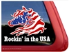 Rockin in the USA flag Rocky Mountain Horse Trailer Car Truck RV Window Decal Sticker