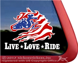 Love Love Ride USA Wild Horse Trailer Car Truck RV Window Decal Sticker